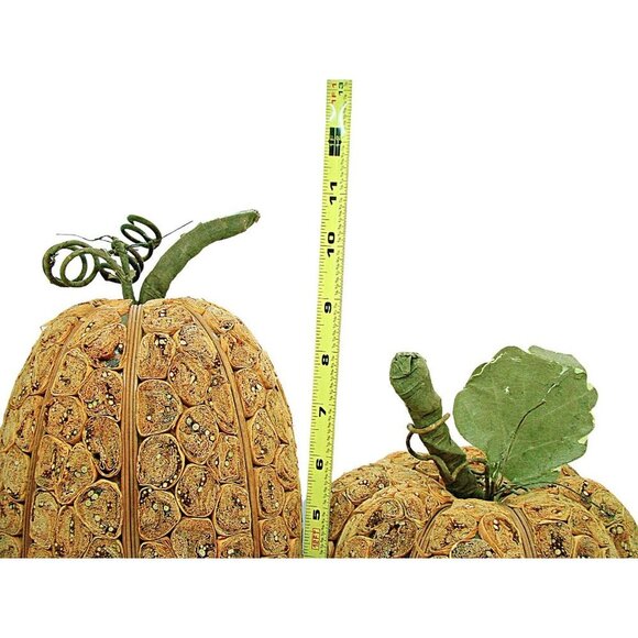 Set of 2 Pumpkins Fall Holiday Halloween Decor Decorations 10" & 8" Paper Seeds - Picture 7 of 10